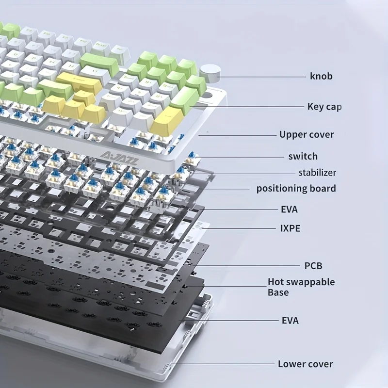 AJAZZ AK992 91-Key-Wireless Hot-Swappable Mechanical Keyboard PBT