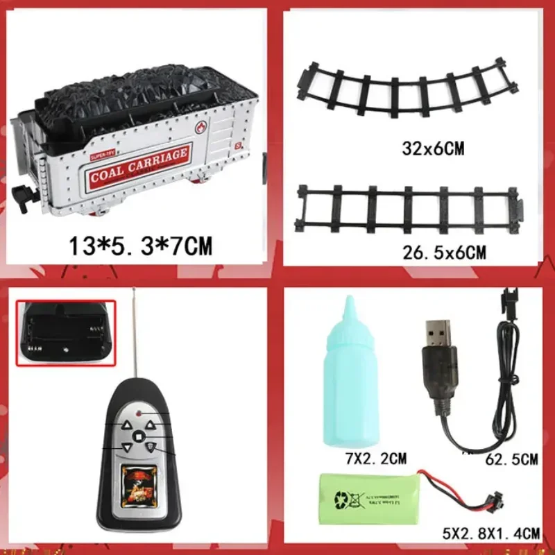 Simulated Steam Electric Train Set Toys RC Classic Music Light Electric Rail Car Christmas Train Children\'s Birthday Gift Party