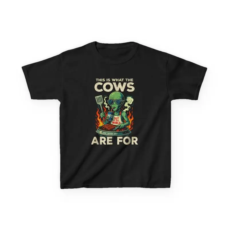 Funny Alien UFO Cow Abduction T-Shirt – Hilarious BBQ & Spaceship Graphic Tee