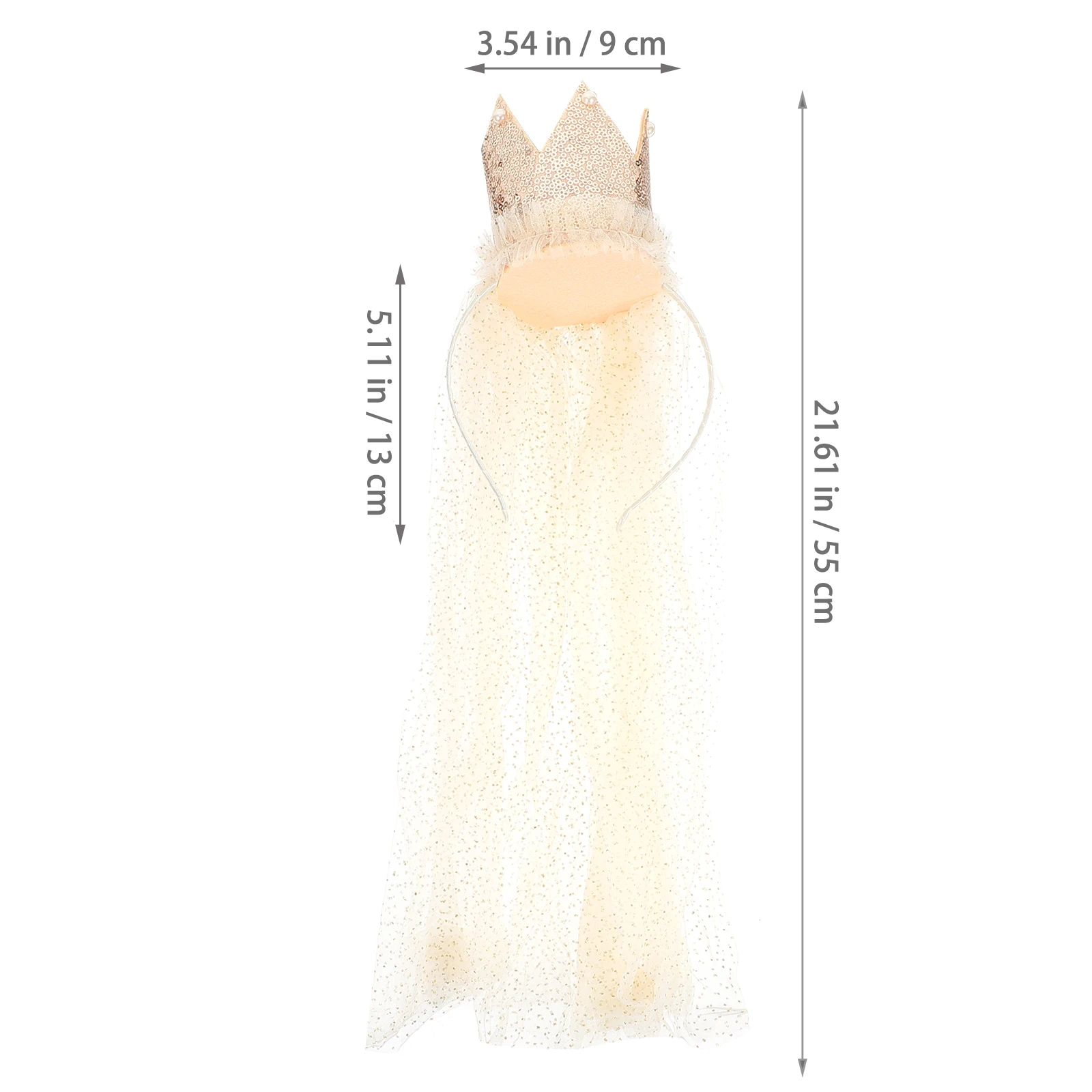 

Girl Sequined Crown Hair Veil Long Flower Girl Headdress Wedding Party Photo Shoot Accessory Crown Hair Veil Party Headdress