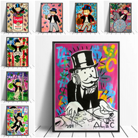 Alec Monopoly And Inspiring Money Wall Art Canvas Poster and Print Rich Man Character Painting Office Home Room Decoration