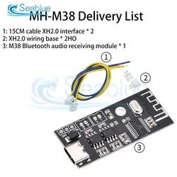 MH-MX38 블루투스 오디오 수신기 보드 DIY 키트 5V 유형 C USB 스테레오 오디오 5W + 5W 앰프 MP3 무손실 디코더 수신기 보드