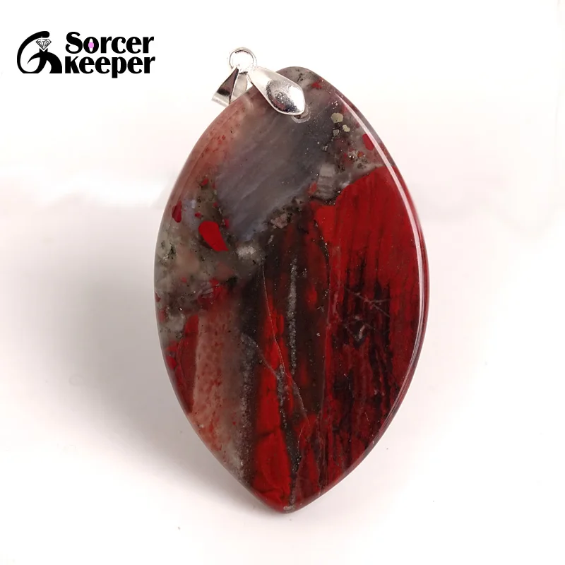 Natural Gem Stone Bloodstone Pendant Fit DIY Necklace Water Drop Slide Healing Crystals Beads for Women Men Jewelry Making BA433