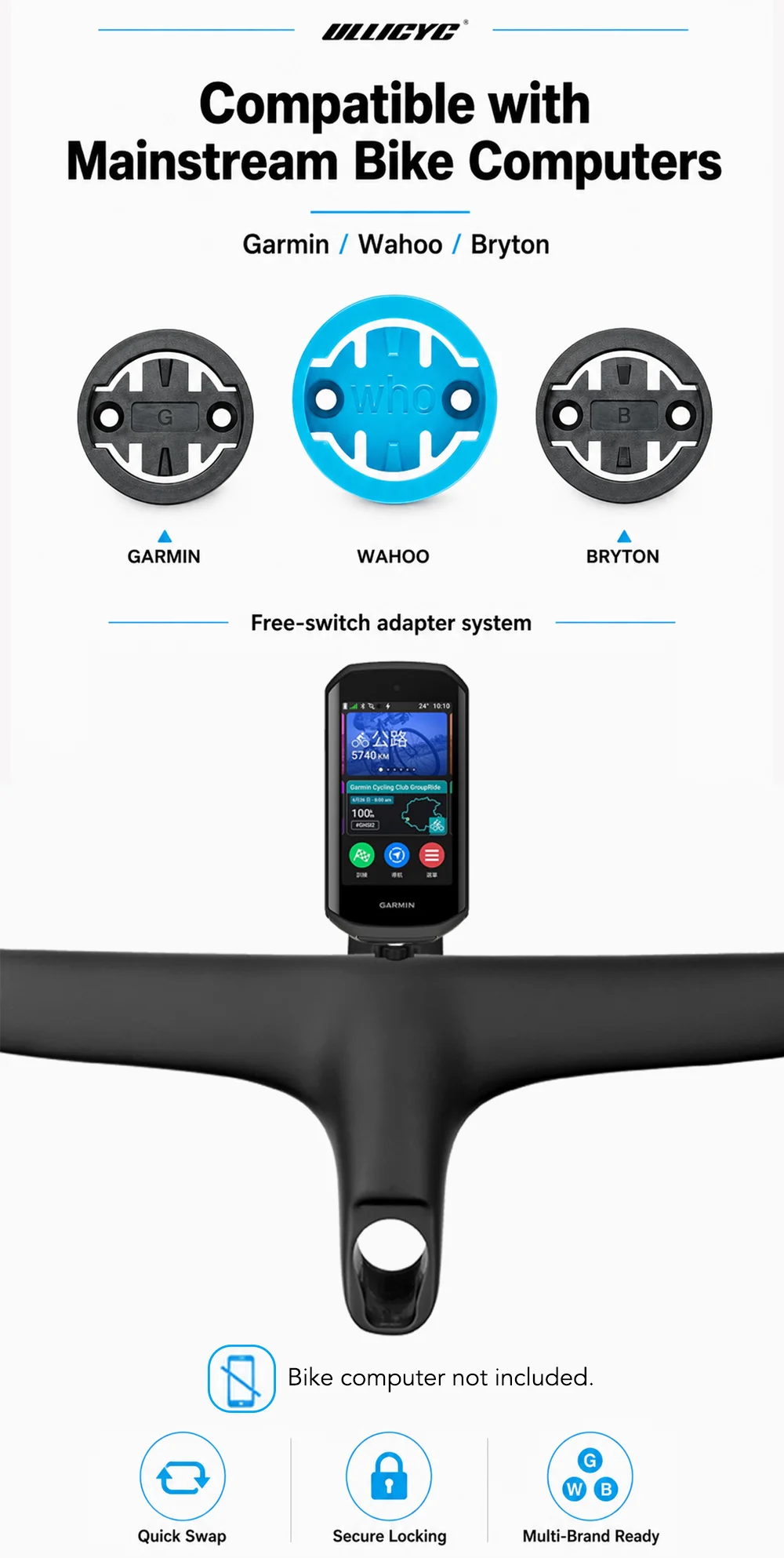 ULLICYC Für T3/T4 FARSPORTS F1x F1s RPANTAHI Integrierte Lenkerhalterung aus Kunststoff für Aero-Computer, kompatibel mit Garmin, Bryton, Wahoo, GoPro – Detail 5