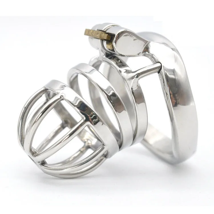 Male Stainless Steel Cock Cage Penis Ring Chastity Device Catheter with Stealth New Lock Adult Belt Sex Toy