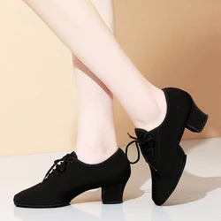 Women's Dancing Shoes Black Modern Dance Shoes Canvas Latin/Tango/Ballroom Shoes Rubber/Soft Sole Low Heels