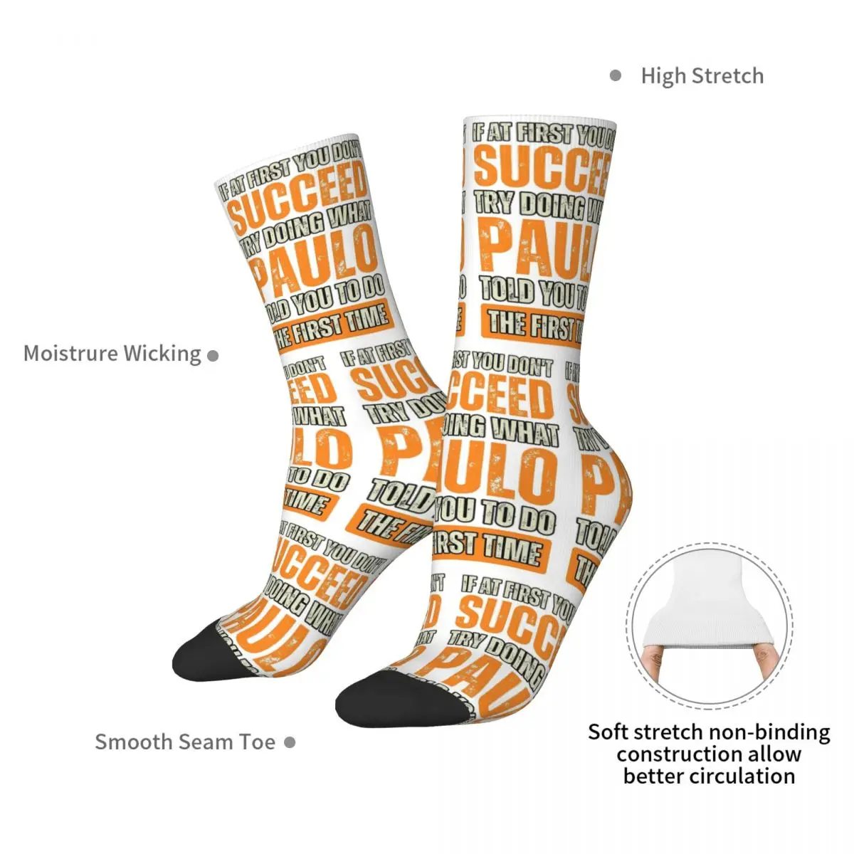 Paulo Personal Socks Harajuku Sweat Absorbing Stockings All Season Long Socks Accessories for Man's Woman's Christmas Gifts