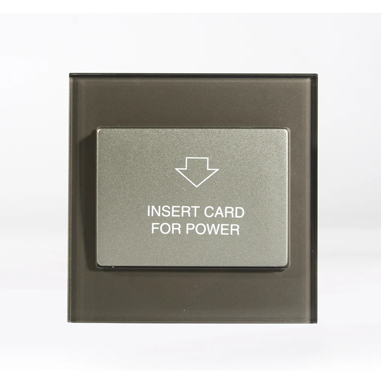 Customized Gray Color Glass Panel Smart Hotel Key Card Switch Insert Card To Gain Room Power