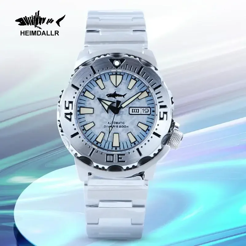 Heimdallr Monster V2 Watch Automatic Mechanical Frost Dial Diver Watch 200M Water Resistance NH36 Luxury Wristwatch Men Relojes