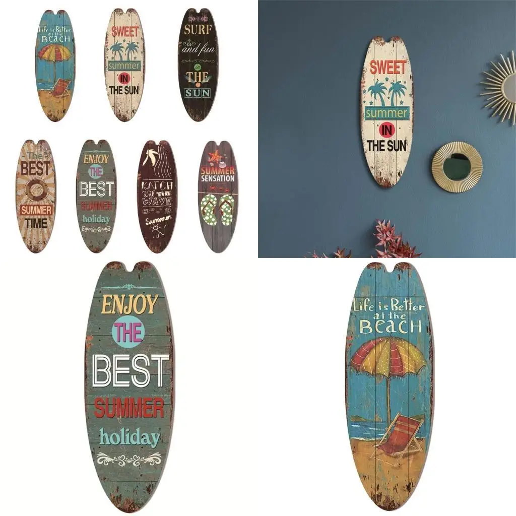 

G6KF Beach House Ocean Themed Wall Decor Signs Surfboard Plaques Decorations