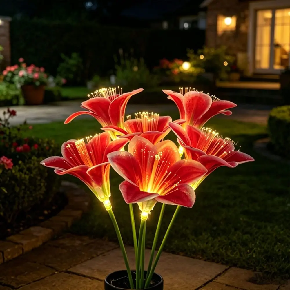 Solar Powered Solar Garden Light Waterproof LED Simulated Flower Landscape Light Rose Flower Design Ballet Skirt Shape