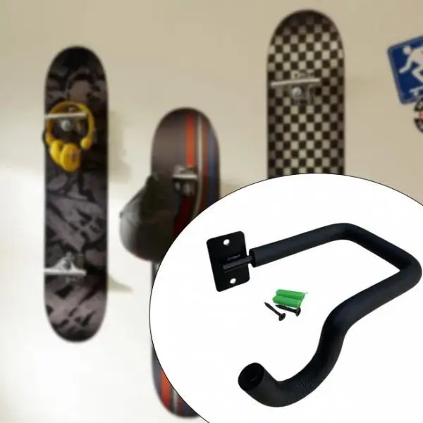 لوح التزلج حمالة تعليق جدارية قوي مع وسادة إسفنجية جدار فولاذي شنت عمودي للمنزل المرآب رف شاشة حامل التخزين