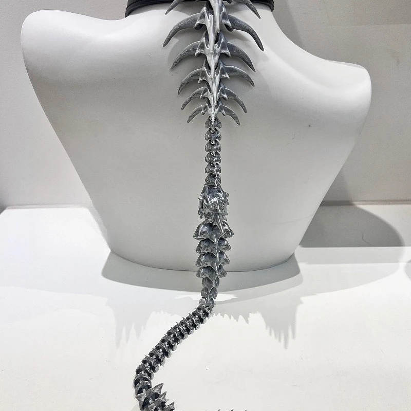 Necklace spine metal subculture choker dark gothic punk cos back chain