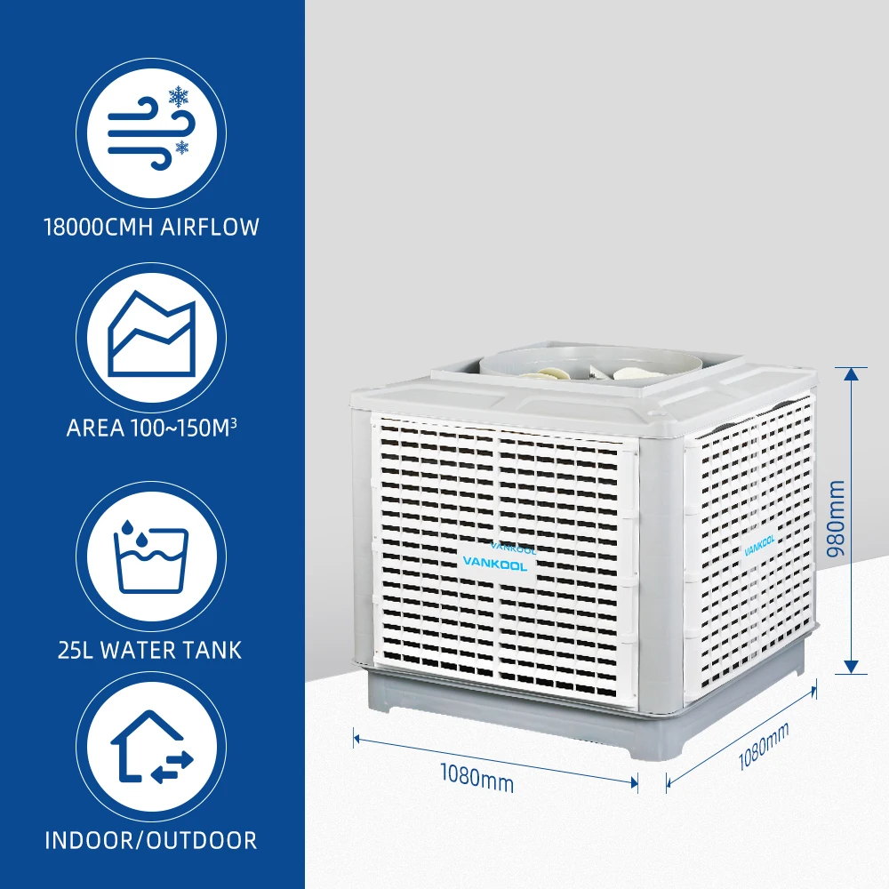 Afstandsbediening 20000 cmh industriële airconditioner Prijs luchtkoeler Water lucht Koelventilator Groot formaat woestijnkoeler Zware kamerkoeler