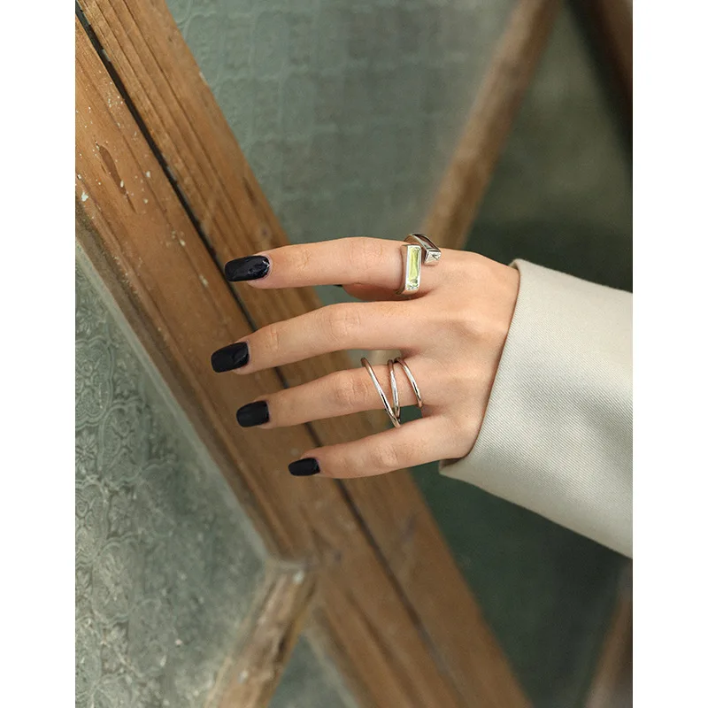 Korean Hot-selling Irregular Geometric Ring for Women 2024 Trend Adjustable S925 Sterling Silver Ring Women's Fine Jewelry Gift