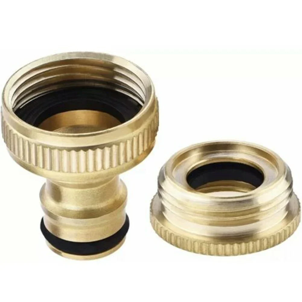 Garden Faucet Fitting Adaptor Brass Gold Universal Hose Tap Connector 1/2\'\' & 3/4\'\' Female Threaded Faucet Adapter