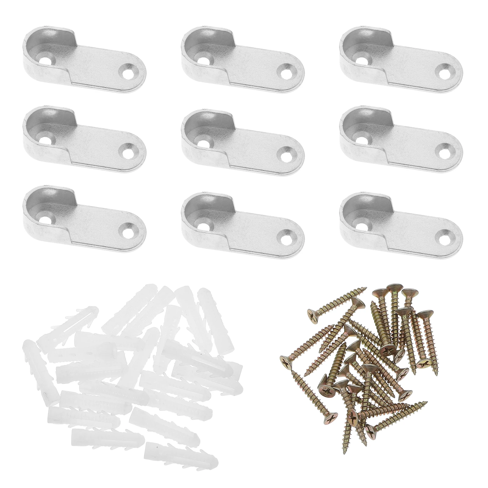 

12pcs Closet Rod Brackets Heavy Duty 15X30Mm Polished Chrome Zinc Alloy Wardrobe Support Bracket For Closet Pole Socket Towel