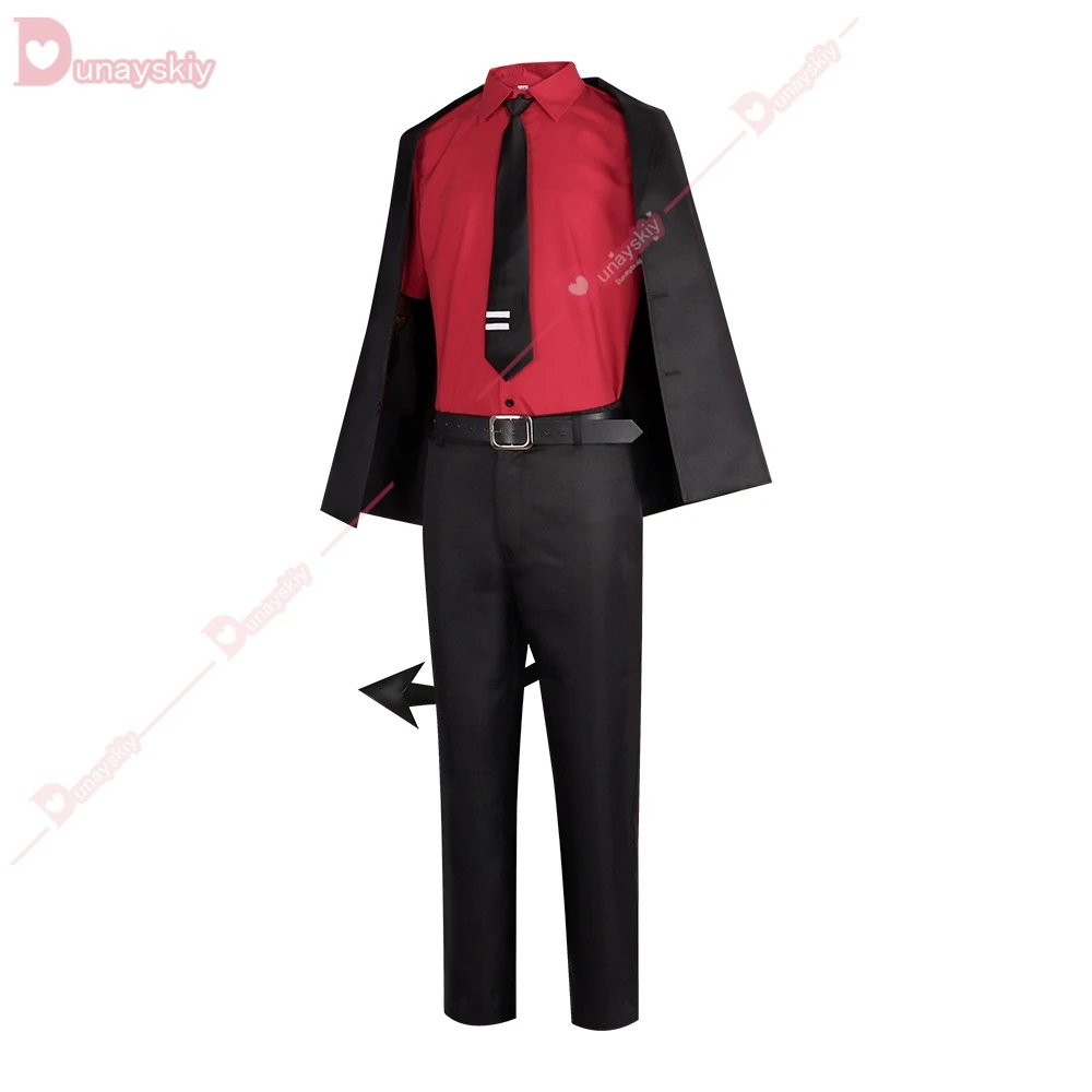 Costume Cosplay The Awesome Demon pour Homme et Femme, Jeu Helltaker, Uniforme Justice, Perruque, Chemise, Pantalon, Queue Trempée, Tenue de ix