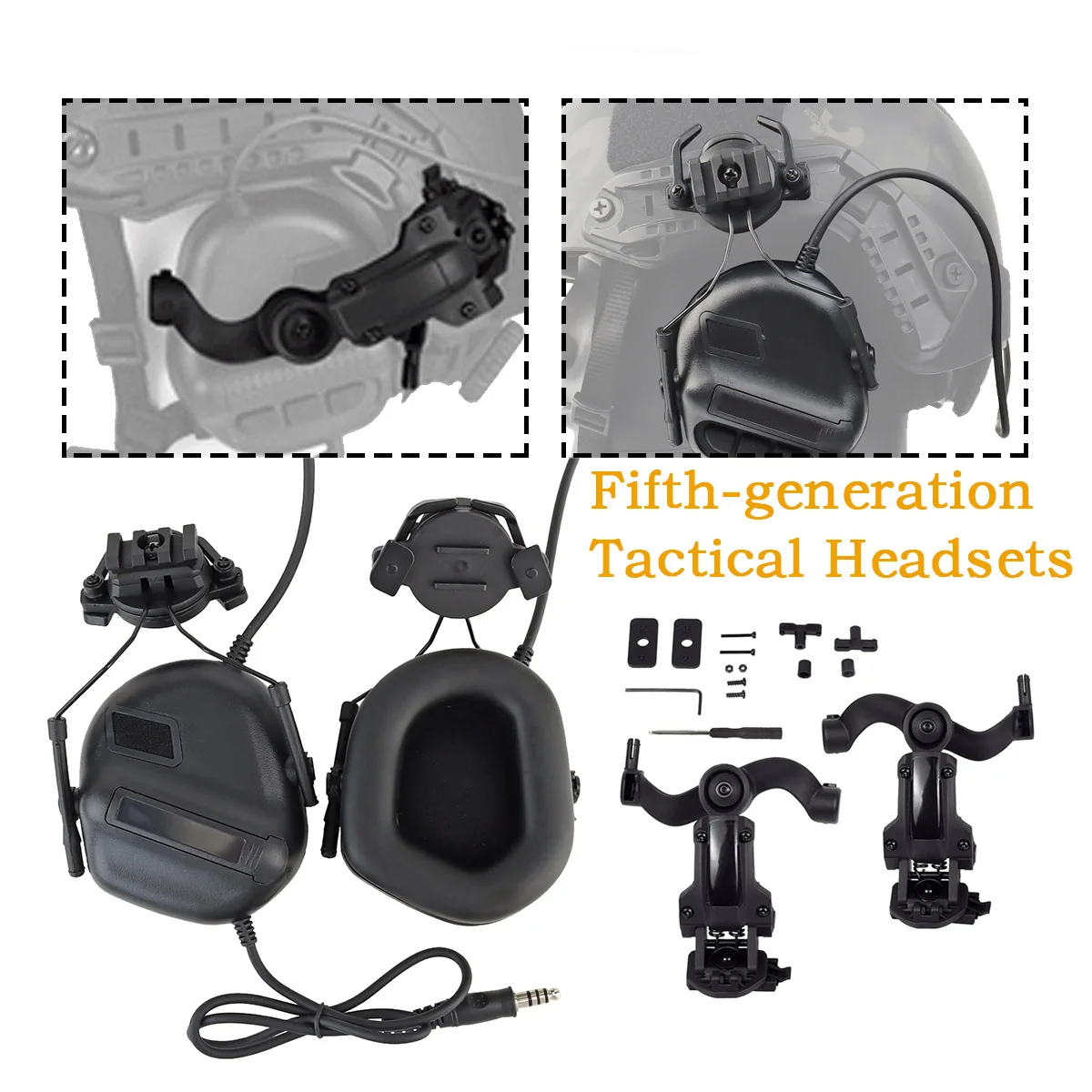 Tactical Non-picking Noise-Cancelling Headset Helmet PTT Adapter Mobile Headset Bracket Kit OPS Core ARC Rotation Rail Mount