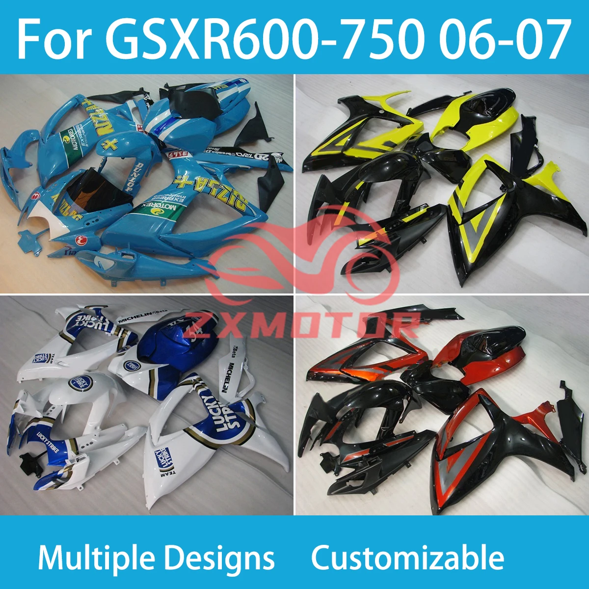 GSXR600 GSXR750 2006 2007 Motorcycle Fairing Set for SUZUKI K6 GSXR 600 750 06 07 Plastics Kits Bodywork Covers Fairings