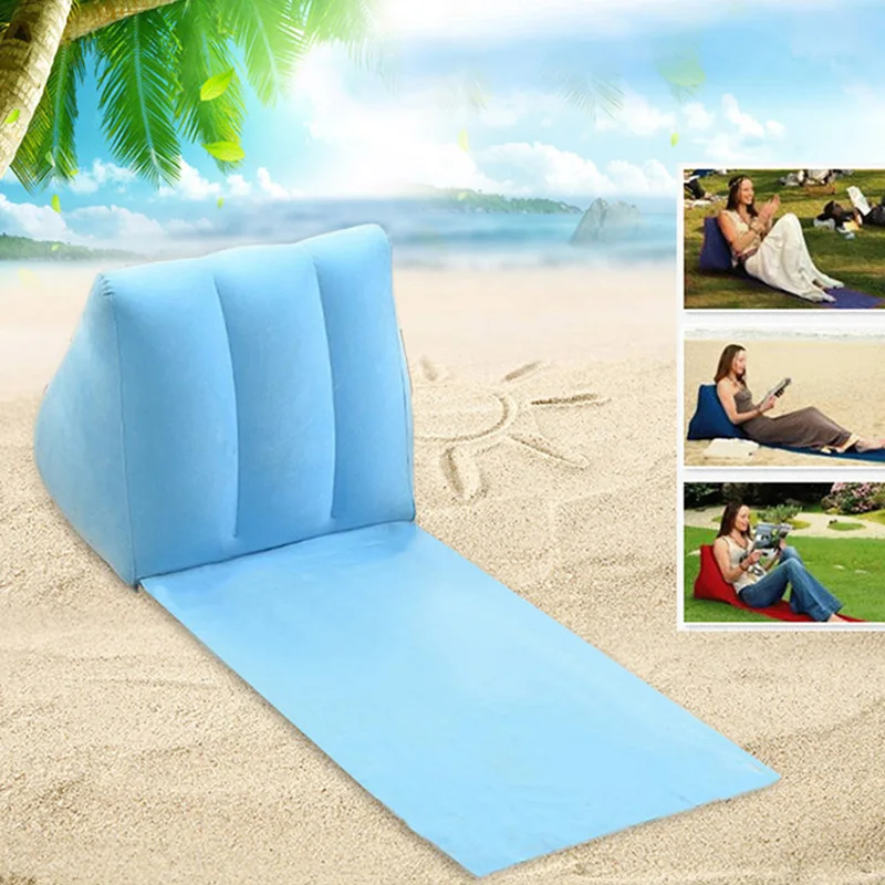 Inflatable Wedge Pillow With Mat PVC Flocking Travel Portable Back Support Triangle Cushion Beach Pillow