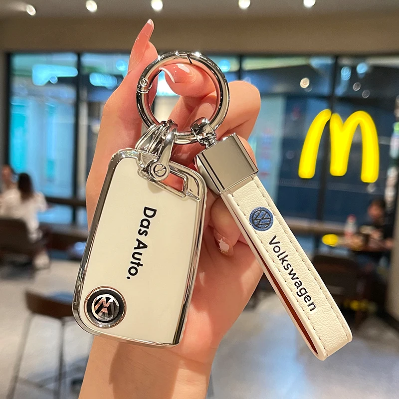 TPU Key Fob Cover with Keychain Lanyard For VW Volkswagen Accessories Atlas Golf GTI Jetta Tiguan Car Key Case Full Protection view 3