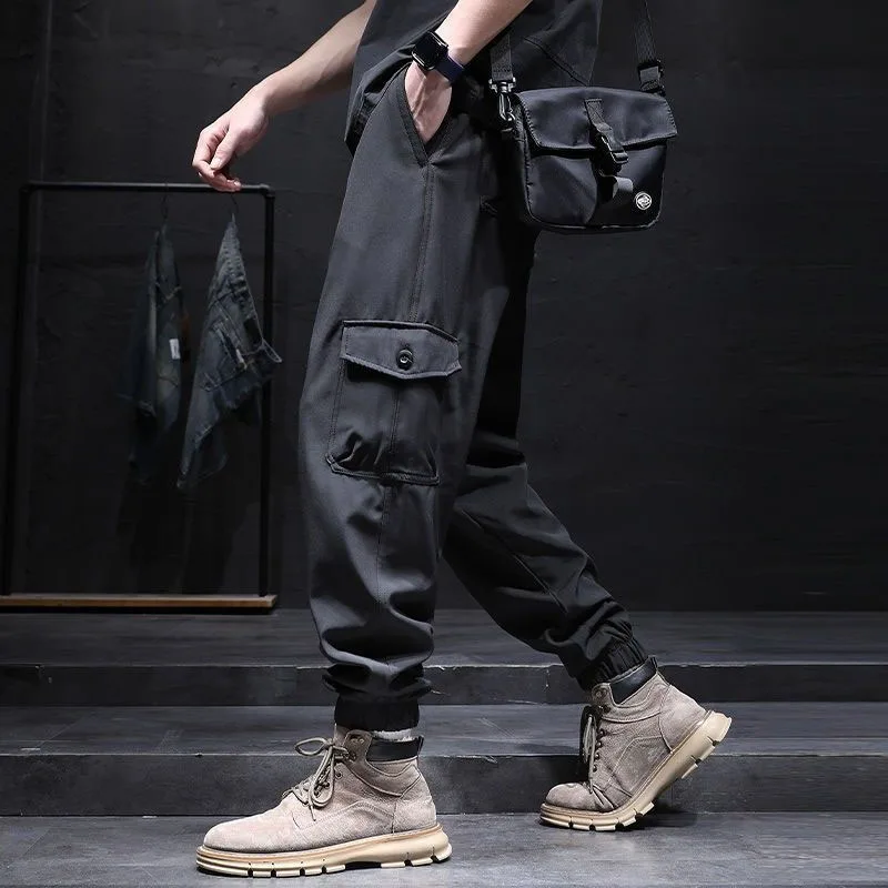 New Autumn Fashion Trend Label Patchwork Work Leggings Harlan Loose and Versatile Ruffian Handsome Men's Casual Sports Pants