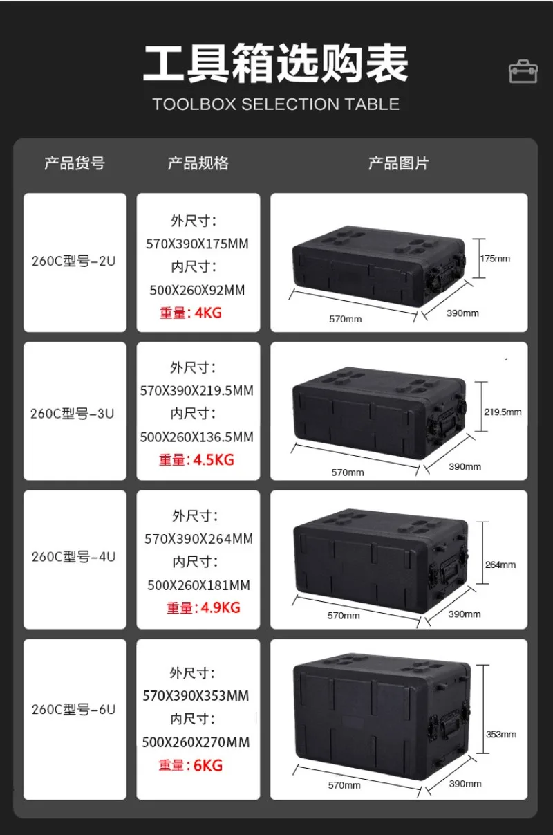 Digital power amplifier Receiver Wireless microphone Microphone storage Portable aviation cabinet New PE plastic U box