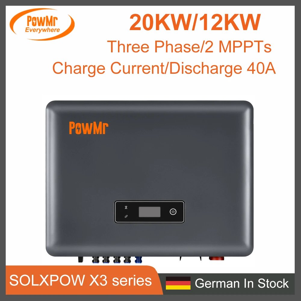 SOLXPOW X3 Series On-Grid/Off-Grid 12KW 20KW Built 2 MPPTs Three-Phase Out-Put Solar Hybrid Inverter Fit For Lithium Batteries