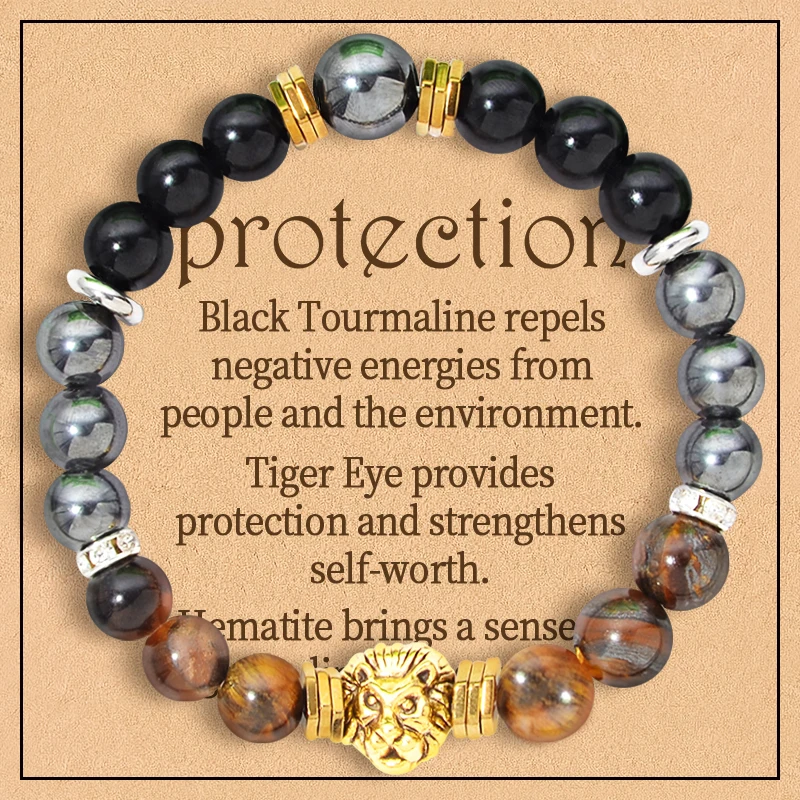 8 Styles 2 pièces 8mm Bracelet en cristal de guérison pour les femmes Protection bonne chance amitié anxiété pierre Bracelet de guérison avec carte