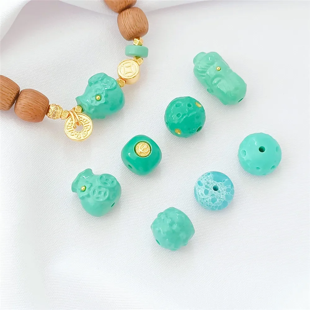 

Magnesite Imitation Turquoise Meteorite Ball Spacer Beads Diy Handcrafted Bracelet Necklace Accessory Material Loose Beads