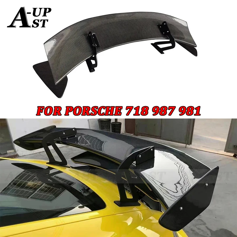 

For Porsche 718 987 981 Carbon Fiber GT4 Style Spoiler Tail fins Rear Wing Splitter Rear Trunk Guide Wing Body Kits