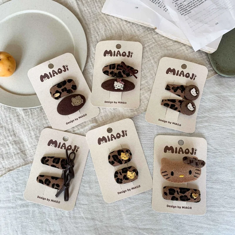 

Милый набор заколок для волос с леопардовым принтом и котом для детей, пара плюшевых заколок с героями мультфильмов, модные аксессуары для волос для женщин и детей F1030