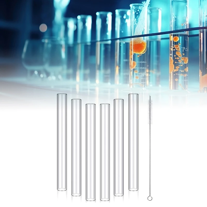 6 Cái Ống thủy tinh Borosilicate Ống thổi thủy tinh có bàn chải làm sạch 4 inch