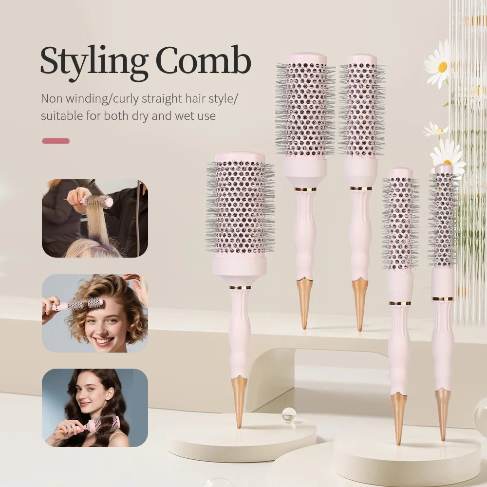 

Barber Professional Round Blow Dry Brush, Professional Curly Hair Hot Cylinder Comb, 5 Sizes, Suitable for Fashionable Curly Hair Styling, Suitable for Women's Styling, Blow Drying, Curly Hair, Smoothing, Short Hair, Medium and Long Wavy or Curly Hair - P