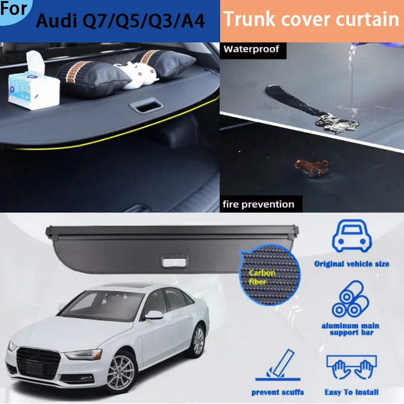 

Подходит для Audi Q7/Q5/Q3/A4: Шторка багажника, разделитель для хранения в багажнике, аксессуары для модификации интерьера
