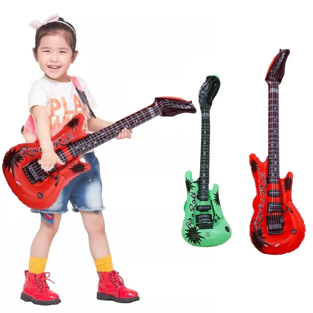 Pvc inflável instrumento musical brinquedos inflável criativo balão de guitarra inflável cor aleatória decorativa