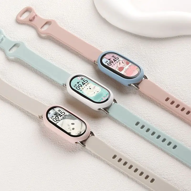 Silicone soft case for Xiaomi Mi band 10 9 8 cases NFC sport rubber Hollow Screen Protector Cover for Xiaomi smart band 9 8 10