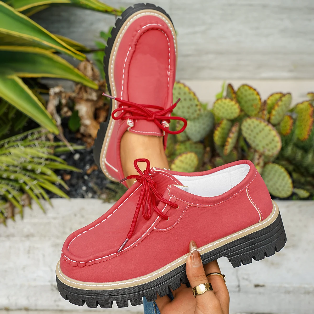 

2025 Woman Loafers Retro Large Size Shoes Ladies Casual British Style Thick Heel Shoes Round Toe Rubber Outsole Sneakers Women