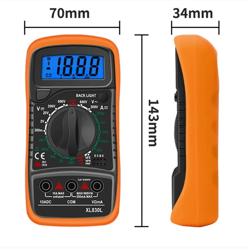 XL830L Digital Multimeter Multifunctional Resistance Voltage Measuring AC/DC Voltmeter DC Ammeter Voltage Tester Multimetro