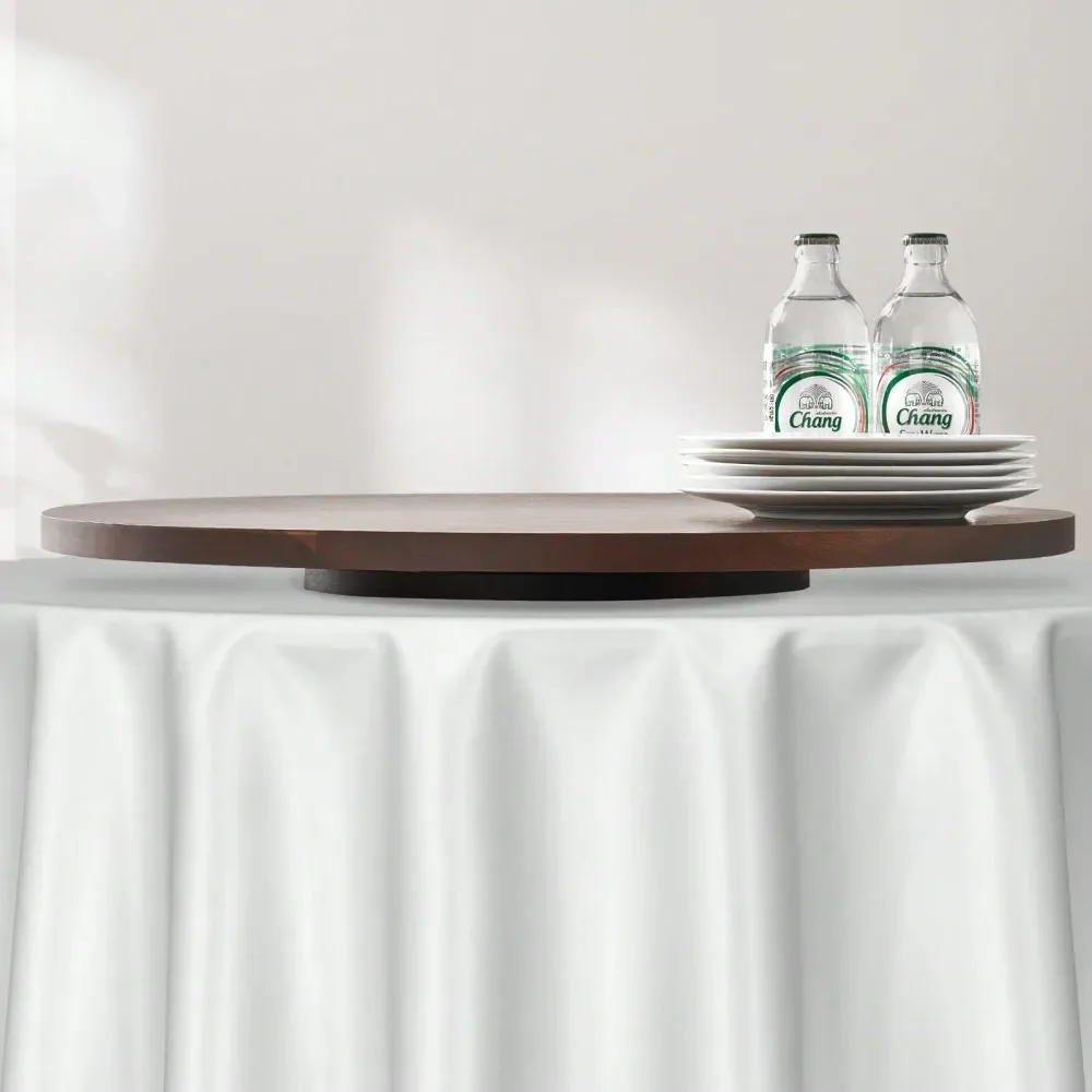 

In Wood Lazy Susan Turntable, 360 Rotation Round Clear Tabletop Rotating Tray, Acacia Wood Dining Table Centerpiece, Smooth And
