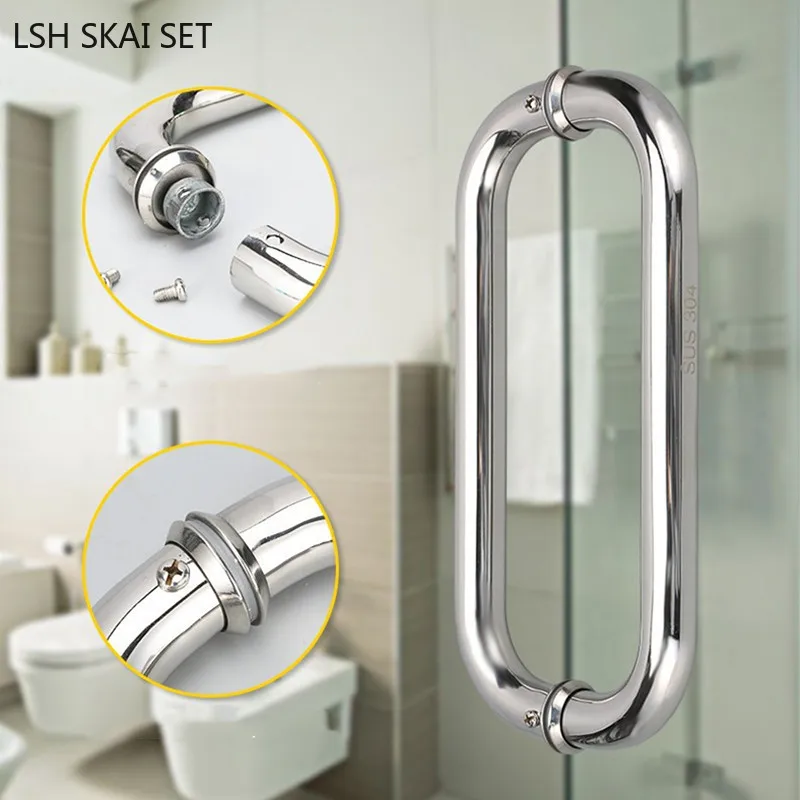 1 Pair O-stainless Steel Bathroom Handles Glass Door Handle Sliding Barn Door Knob Home Hardware Door Knobs for Interior Doors