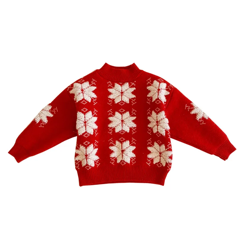 

Christmas Sweater Boys Girl Kids Children Jumpers Knitted Sweater Pullover Girl Sweater Snowflake New Year Costume Sweater