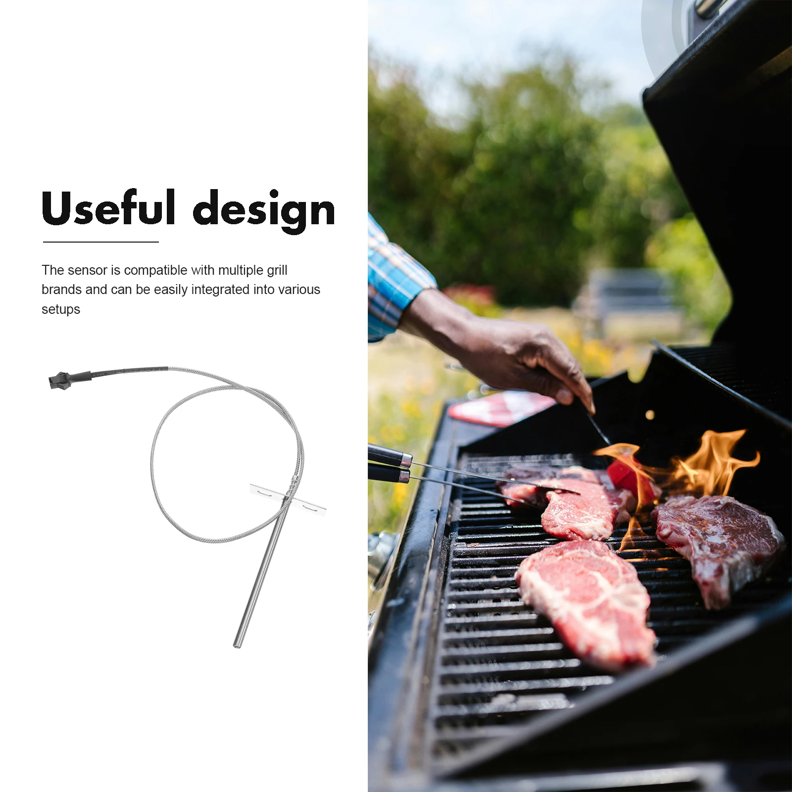 

1Set Temperature Probe Grill Machine Part High Accuracy Smoke Grill Temp Sensor Stable Easy Install Accessories