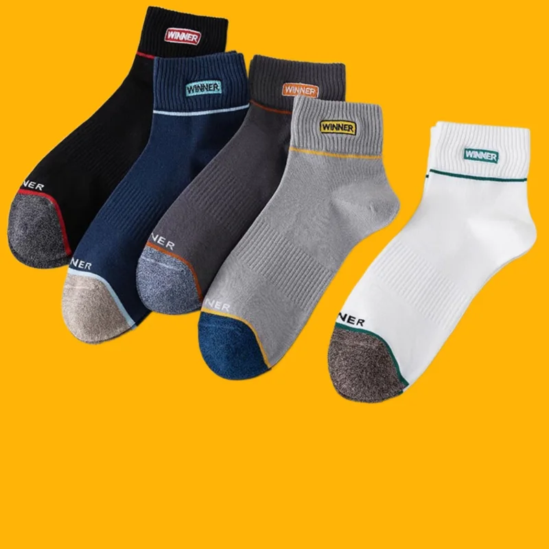 5/10 Pairs 2024 New Trendy Socks Fashioin Autumn Men's Socks All-match Sports Socks Breathable Thin Middle Tube Socks