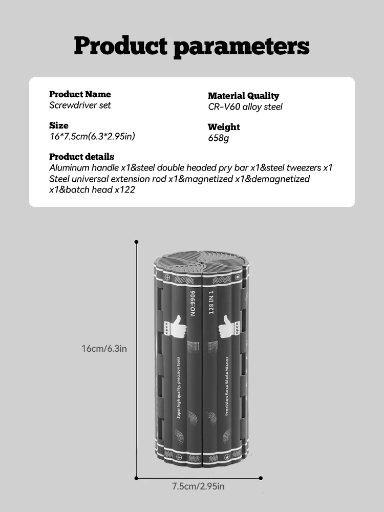 Imagem -06 - Precision Screwdriver Grupo Desmontagem Doméstica e Ferramentas de Manutenção Cilíndrico Portátil Plum Blossom Hexagonal 128 em 1