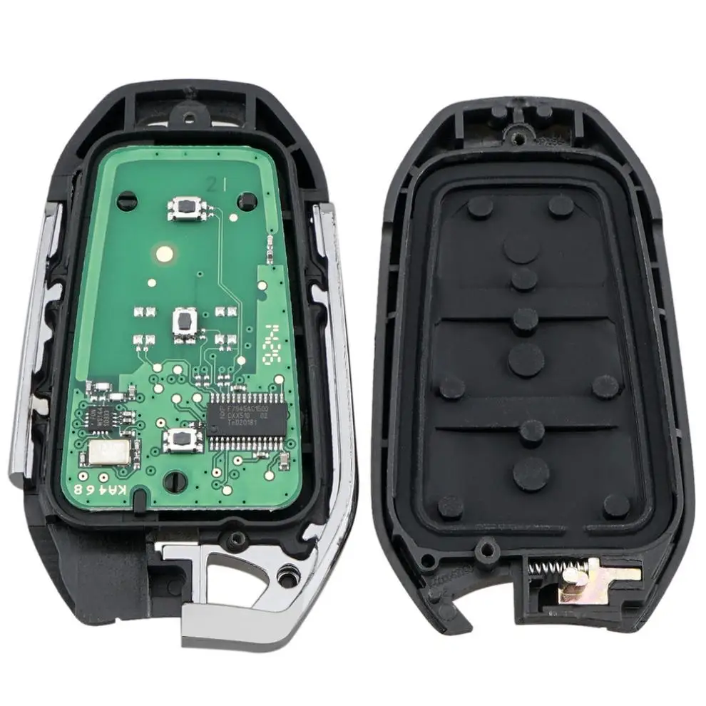 Capa para chave remota de carro com 3 botões, compatível com peugeot 308 408 508 5008 433mhz, capa inteligente sem chave com chip 4a