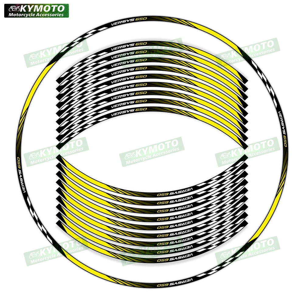 ل VERSYS 650 VERSYS 650 دراجة نارية الملحقات 17 بوصة العجلات الأمامية والخلفية الشارات محور عاكس هدية حافة شريط ملصقات