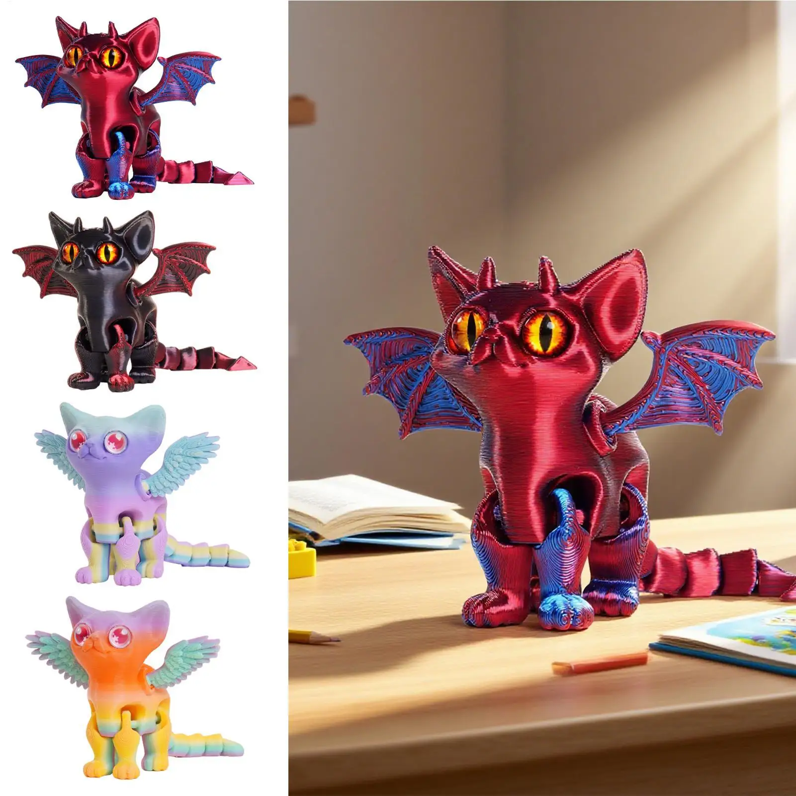 3D Printing Animal 3D Printing Cat Animal Figure for Desk Articulated Multi-Joint Ornament Fidget Toy for Pet Lovers Teens view 4