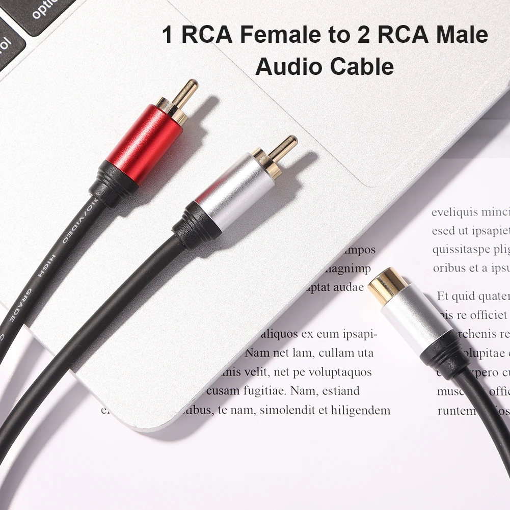 Metal Audio Cable 2 RCA Male To 1 RCA Female Y Splitter Cable For Car Amplifier Speaker Stereo Audio Subwoofer Adapter